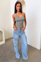 Caroline Ribbed Top - Khaki