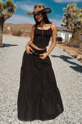 Barbados Linen Maxi Skirt - Black