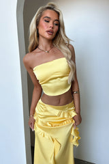 Raima Strapless Satin Top - Yellow