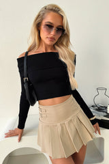 Monty Off Shoulder Long Sleeve Knit - Black