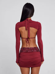 VENARI MINI DRESS BURGUNDY