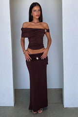 Malika Off-Shoulder Top - Brown