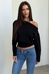 Tovah Off Shoulder Long Sleeve Knit - Black