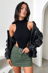 Zeroni Faux Leather Bomber Jacket - Black