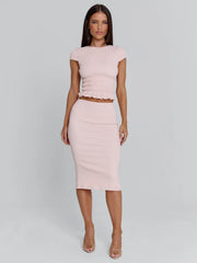 JUNIE MIDI SKIRT BABY PINK