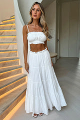 Selina Tiered Maxi Skirt - White