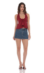 Scrunch Halter Top in Red