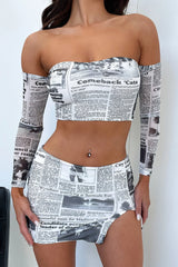 Mikayla Skirt - Grey News Paper Skirt