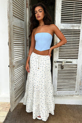 Winnie Tiered Maxi Skirt - Blue Floral