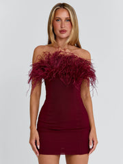 SHONA MINI DRESS BURGUNDY
