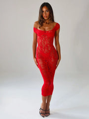 KAELIS MIDI DRESS RED