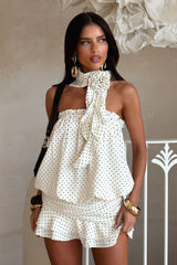 Palo Strapless Bubble Mini Dress - Ivory Polka