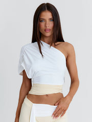LINDAY CROP TOP WHITE AND CREAM