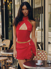 BAHERIA MINI SKIRT RED