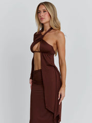 SERNA MIDI DRESS CHOCOLATE