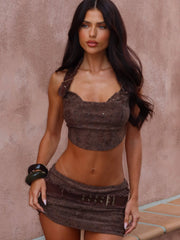 EVELA TOP DARK BROWN