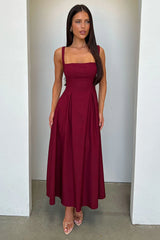 Chantelle Square Neck Midi Dress - Burgundy