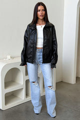 Nyra Faux Leather Jacket - Black