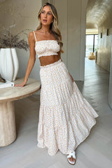 Selina Tiered Maxi Skirt - Yellow Floral