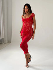 KAELIS MIDI DRESS RED