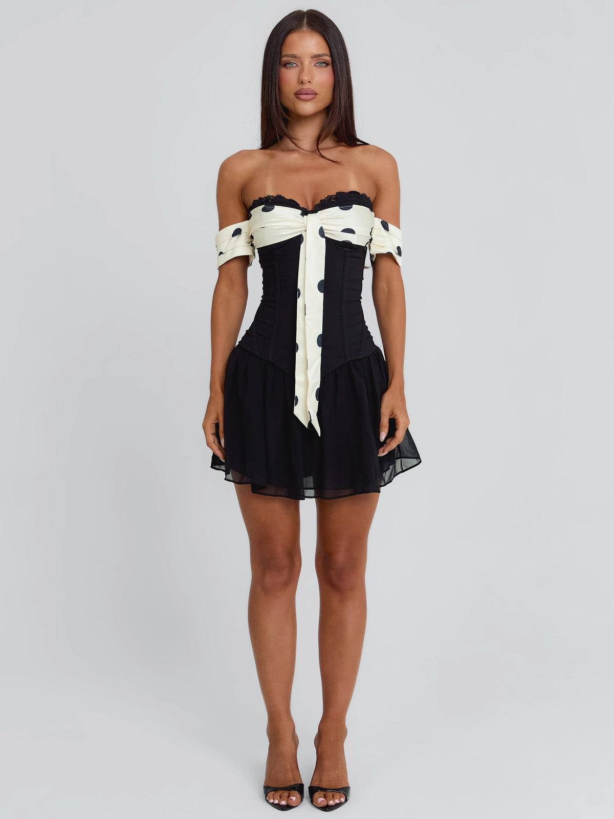 PRESLEY MINI DRESS BLACK POLKA DOT
