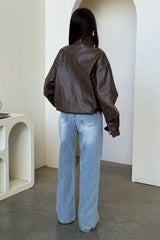 Nyra Faux Leather Jacket - Brown