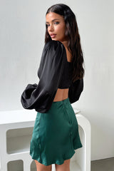Zara Silk Mini Skirt - Emerald