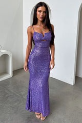 Bonnie Sequin Maxi Dress - Purple