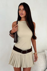 Bruno Pleated Mini Skort - Beige