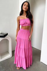 Selina Tiered Maxi Skirt - Pink