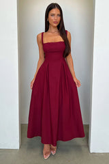 Chantelle Square Neck Midi Dress - Burgundy