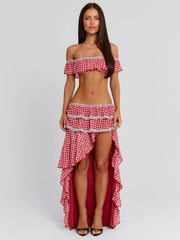 BETTY TOP RED GINGHAM