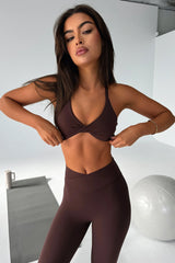 Nikau Twist Sports Bra - Brown