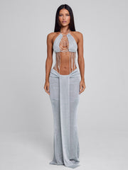 NIVRA MAXI SKIRT SILVER
