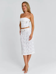 LUNALLA MIDI SKIRT IVORY