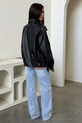 Nyra Faux Leather Jacket - Black