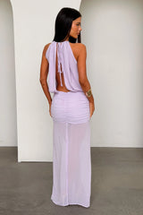Milly Halter Neck Maxi Dress - Purple