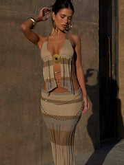 NATASHA MAXI SKIRT NEUTRAL
