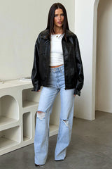 Nyra Faux Leather Jacket - Black