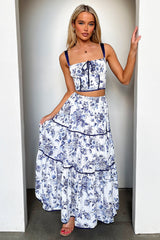 Joy Maxi Skirt - Blue Floral