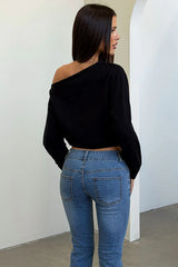 Tovah Off Shoulder Long Sleeve Knit - Black