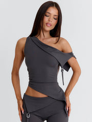 JULIETT CROP TOP DARK GREY