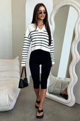 Tinsley Cropped Knit - Black & White Striped